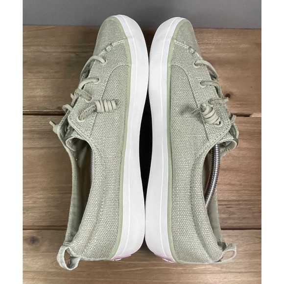 Sperry Women's Crest Vibe Baja Sneakers Size 9 Light Green Canvas - Picture 9 of 15